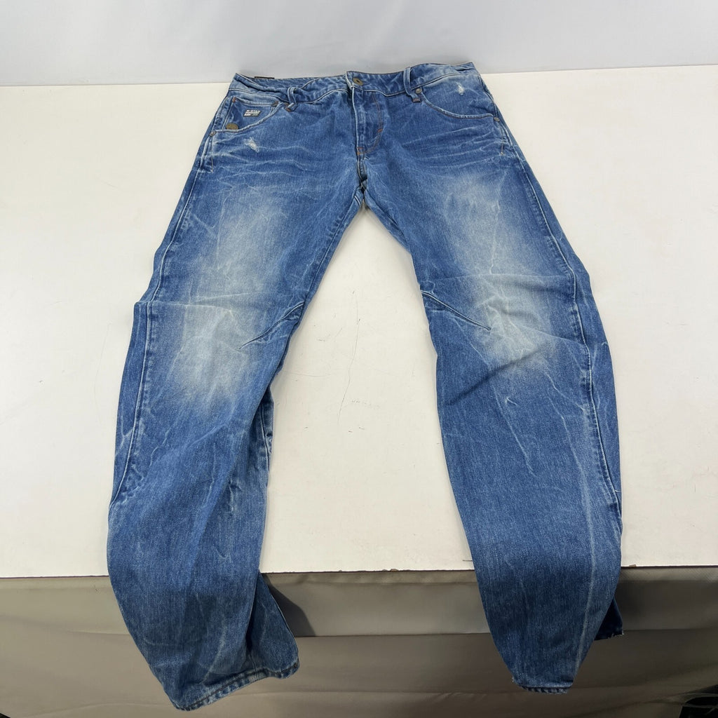 G Star Raw Originals Jeans Mens W32" L32" Blue Tapered Twisted Zip Fly Denim