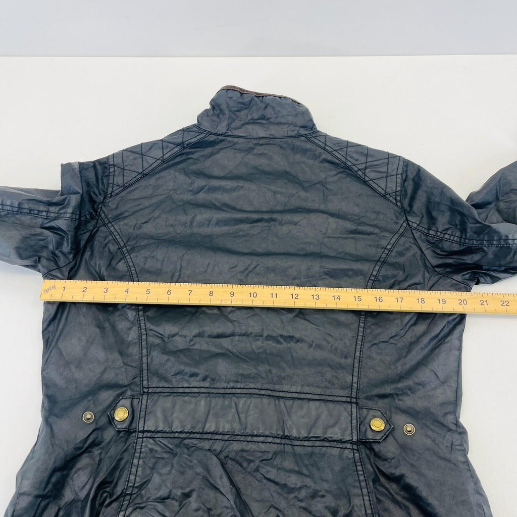 H&M Women's Wax Jacket in Black with Cord Collar size 12
