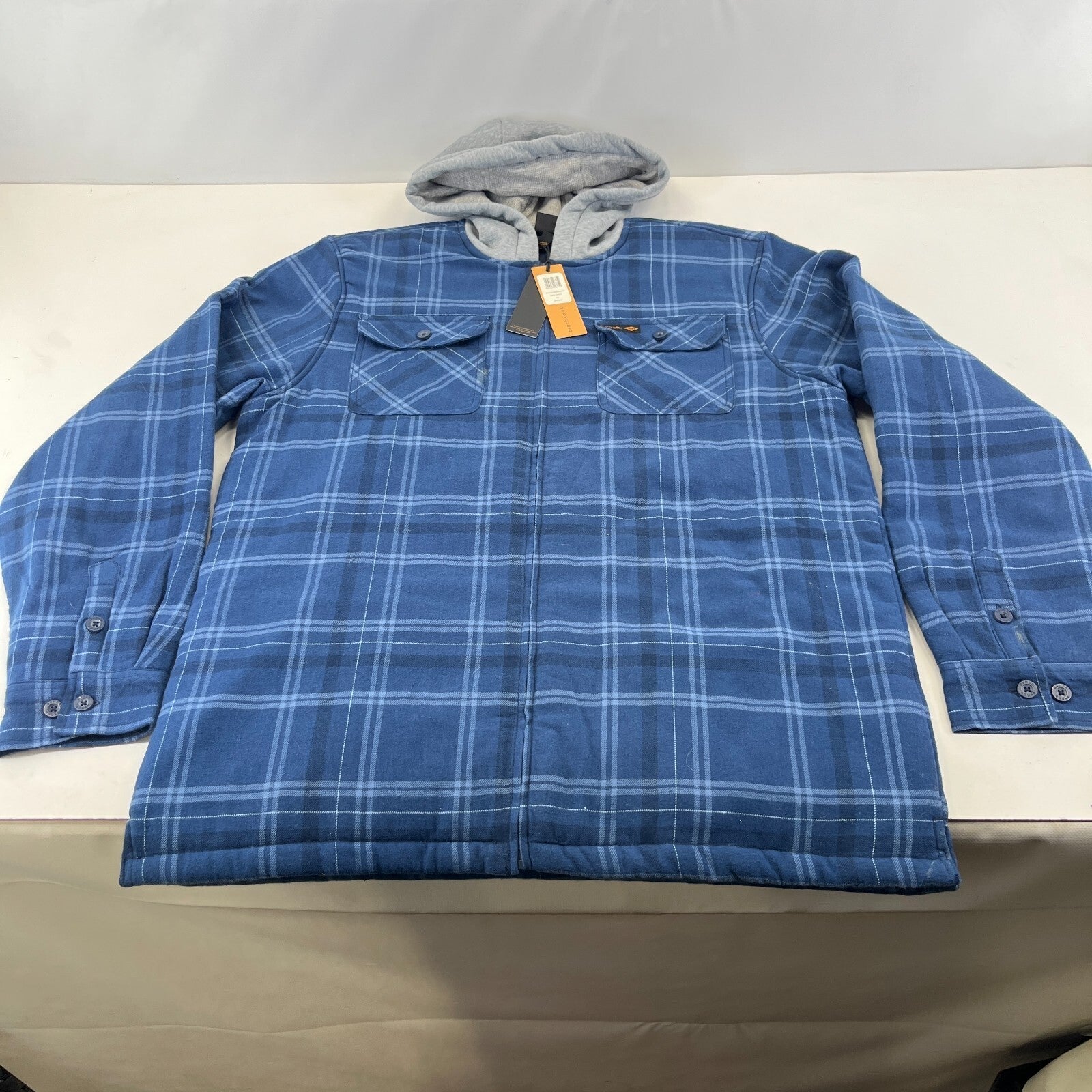 Bench Men's Quilted Padded Work Chore Shirt Lumberjack Jacket Top with Hood 2XL