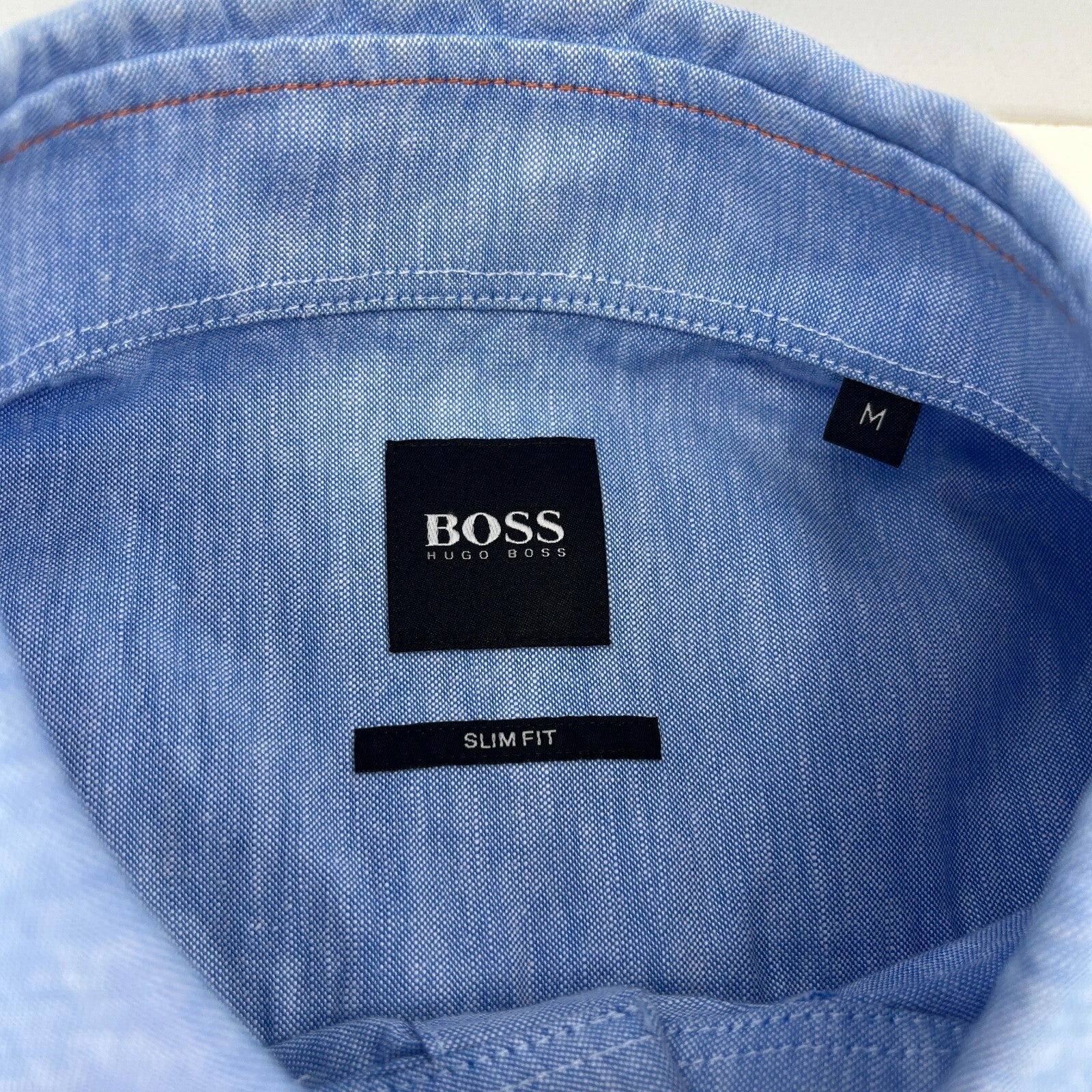 Hugo Boss Dress Shirt 100% Cotton Denim size Medium Slim Fit