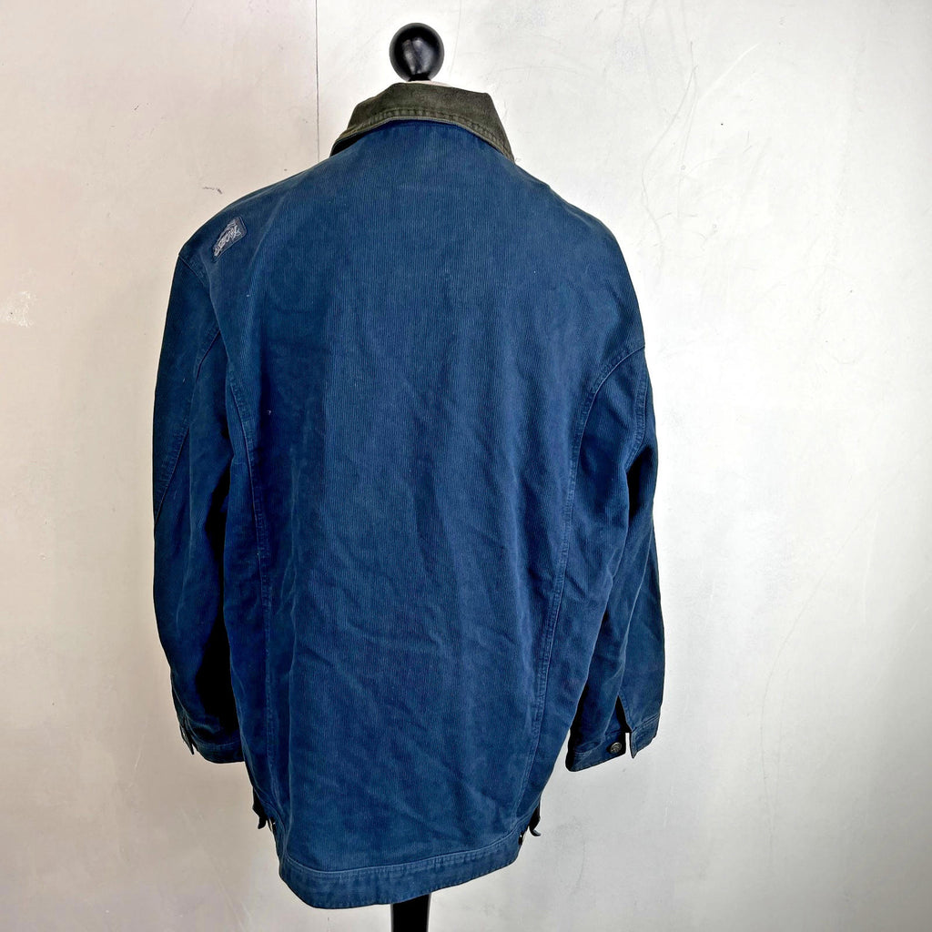 Oxbow Corduroy Trucker Chore Jacket US size L Blue Long Sleeve 100% Cotton