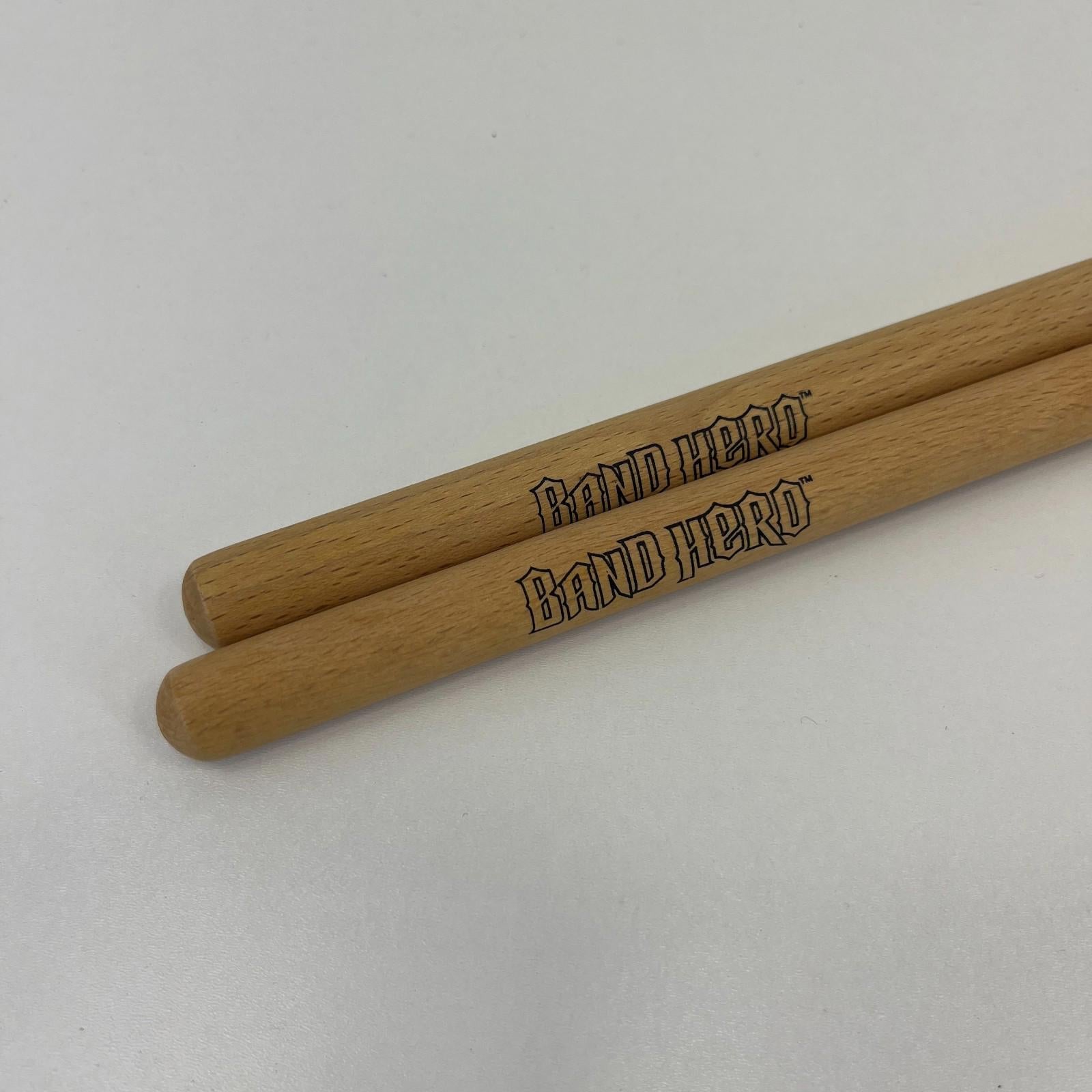 Pair of Band Hero Wooden Drum Sticks – Natural Wood – MINT Condition