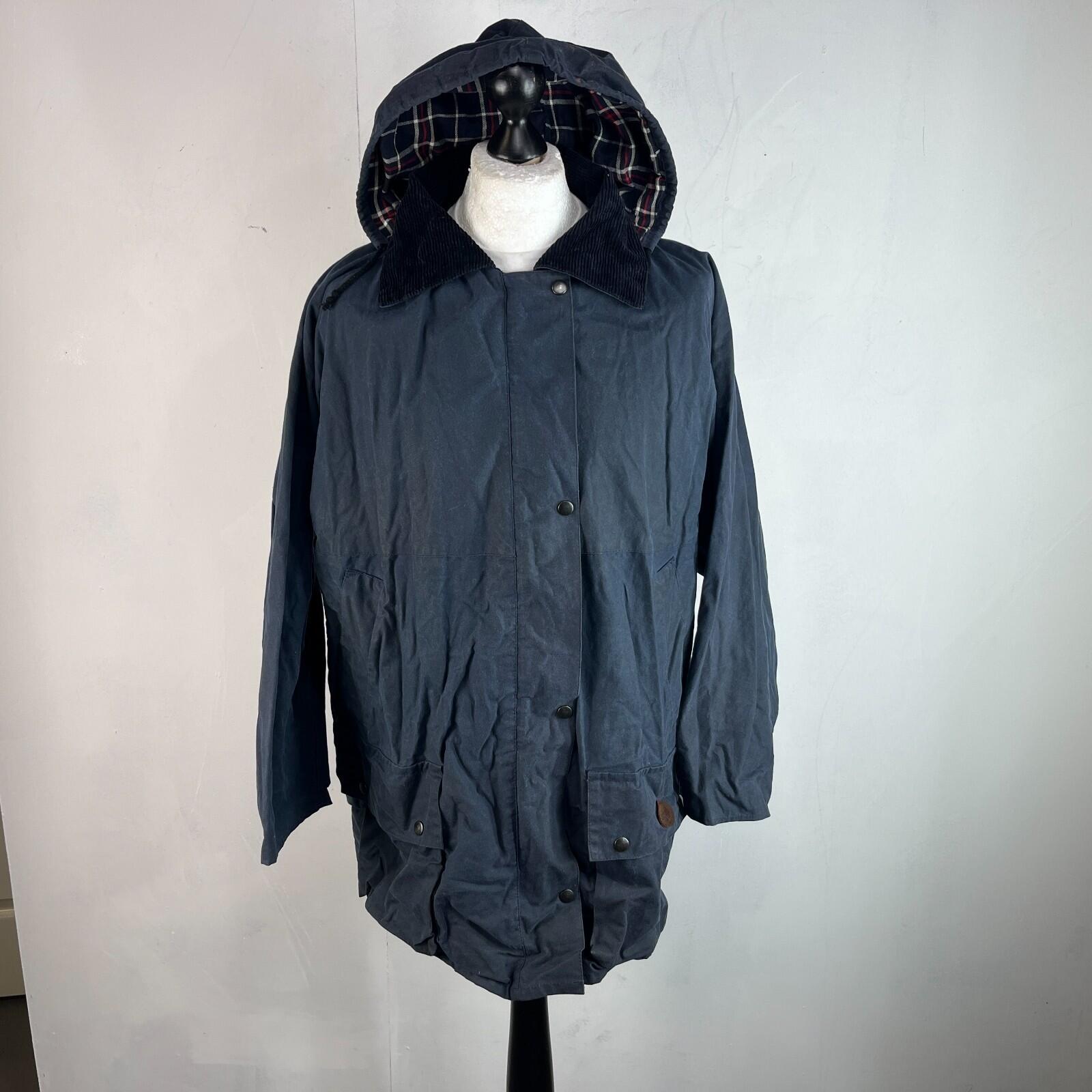 Oxford Women's Waterproof Wax Jacket in Blue with Hood size Large Ladies Vintage