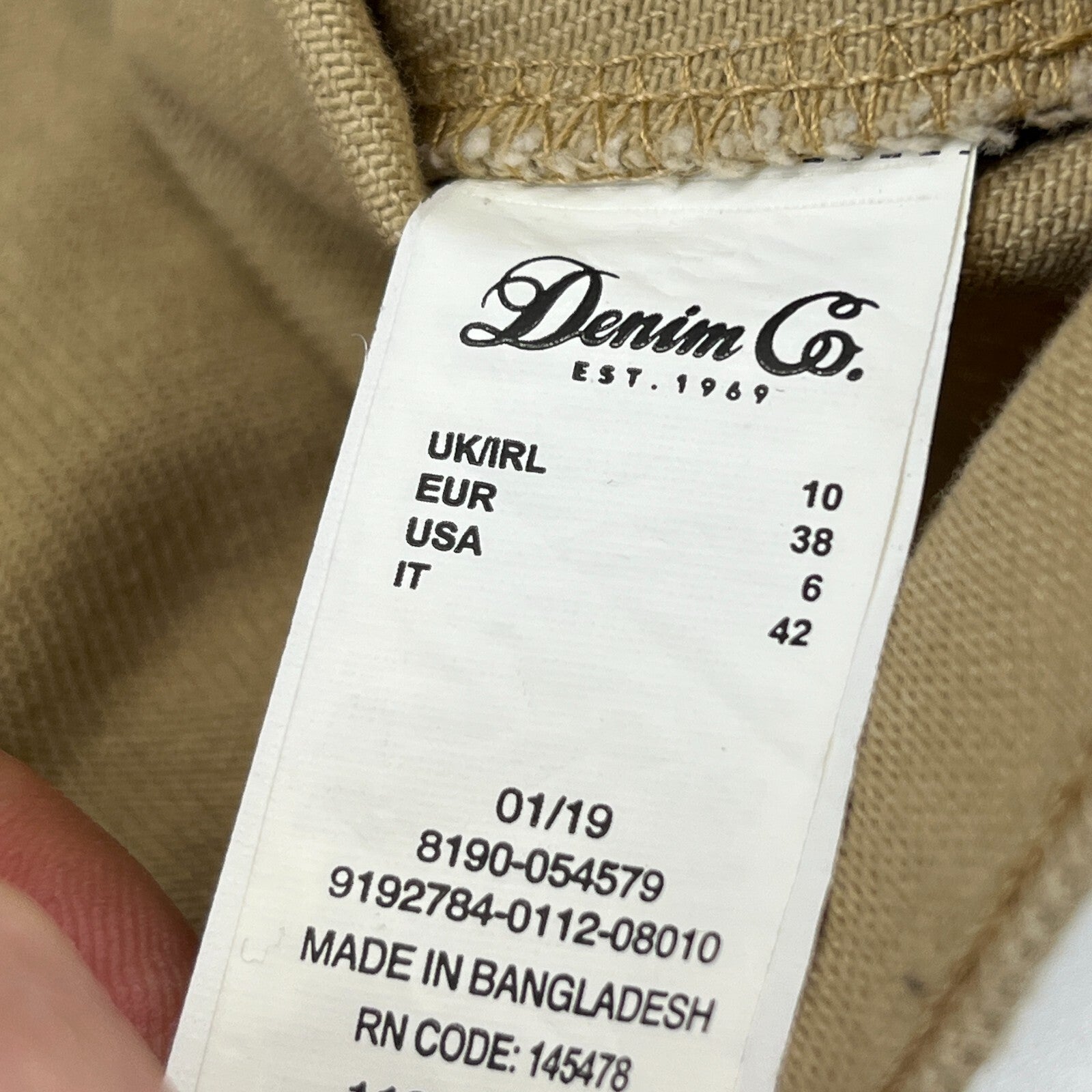 Denim Co Women’s Cropped Khaki Brown Denim Jacket UK size 10 Long Sleeve