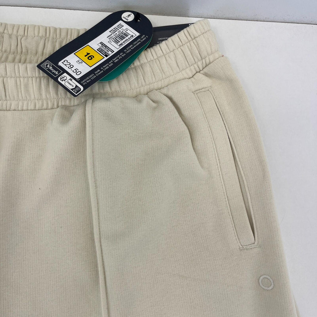 M&S Ladies Goodmove Parachute Joggers Cuffed Trousers Pants Cream UK size 16 New