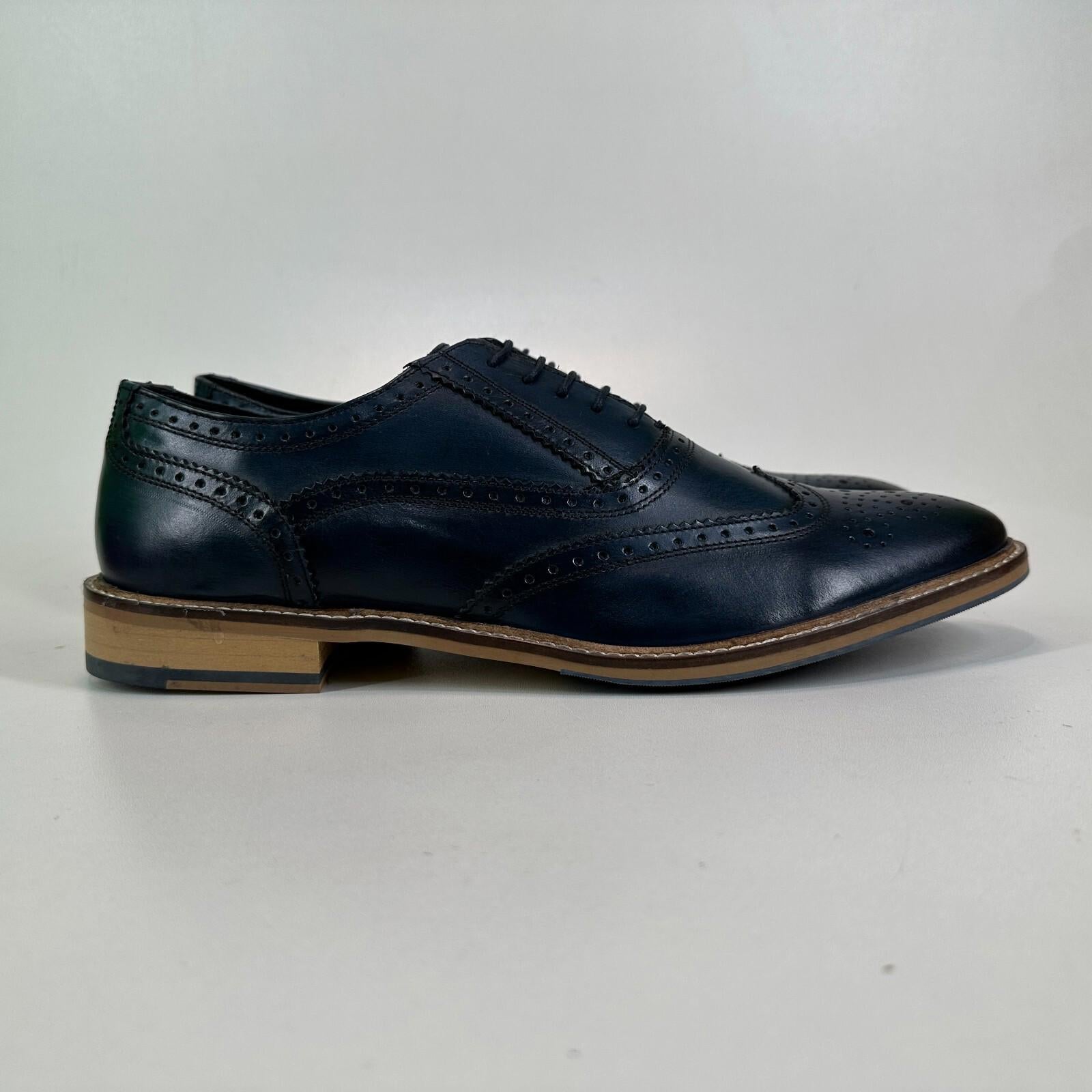 Ikon Buster Brogues Shoes in Navy Blue Smart Casual Lace Up size 6 - NEW in Box