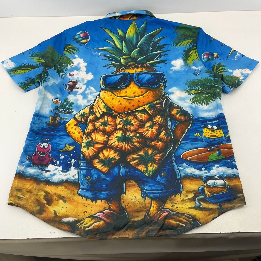 Manfinity Loud Hawaiian Short Sleeve Shirt Mr Pineapple Holiday Print size 2XL