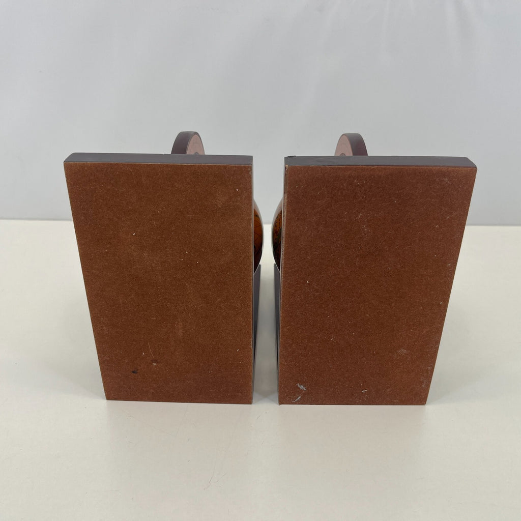 Pair of Wooden Old World Spinning Globe Bookends - Office Decor