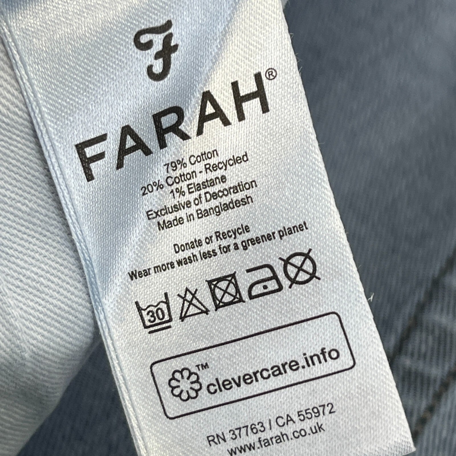 Men's Farah Norwood Indigo Mid Blue Regular Fit Jeans Straight Leg W44" L32" New