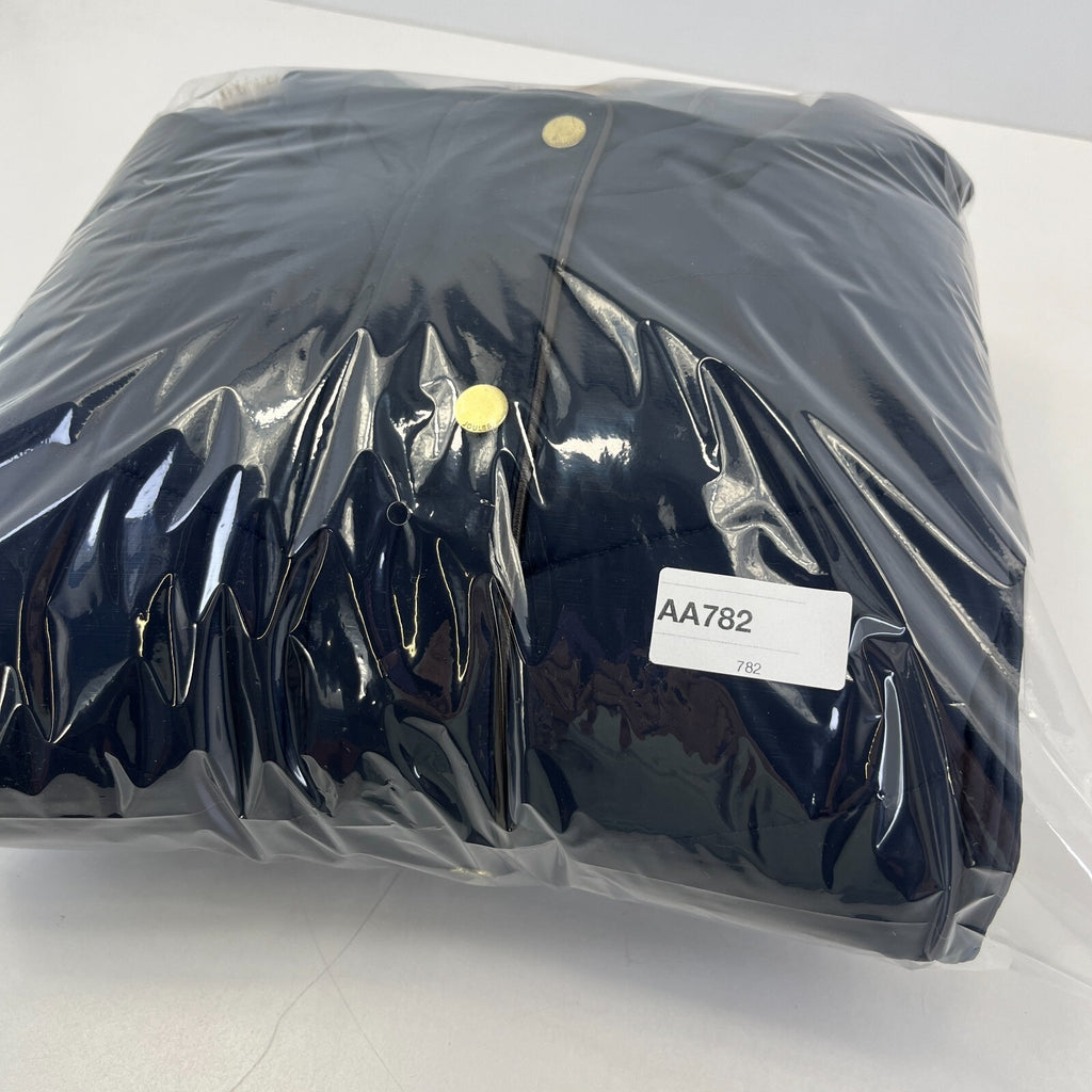 Joules Warm Welcome Long Quilted Jacket Navy Blue with Faux Fur Fringe size 14