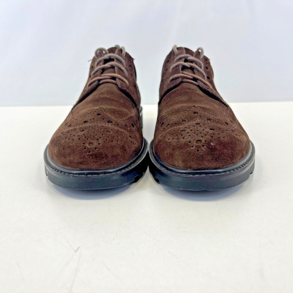 Hotter Defender Mens Dark Brown Suede Brogue Shoes Size UK 7.5 - Near Mint