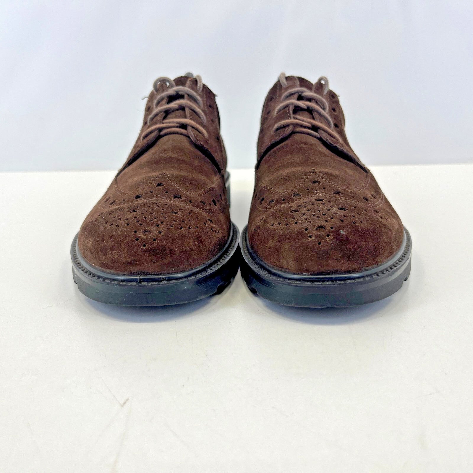 Hotter Defender Mens Dark Brown Suede Brogue Shoes Size UK 7.5 - Near Mint