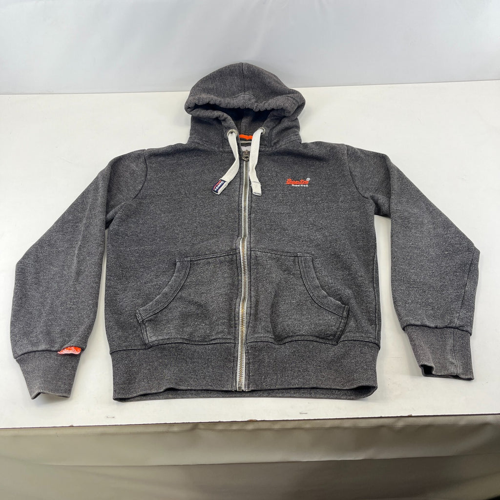 Superdry Hoodie Mens M Grey Full Zip Fleece Sweatshirt Orange Label M20002ANDS