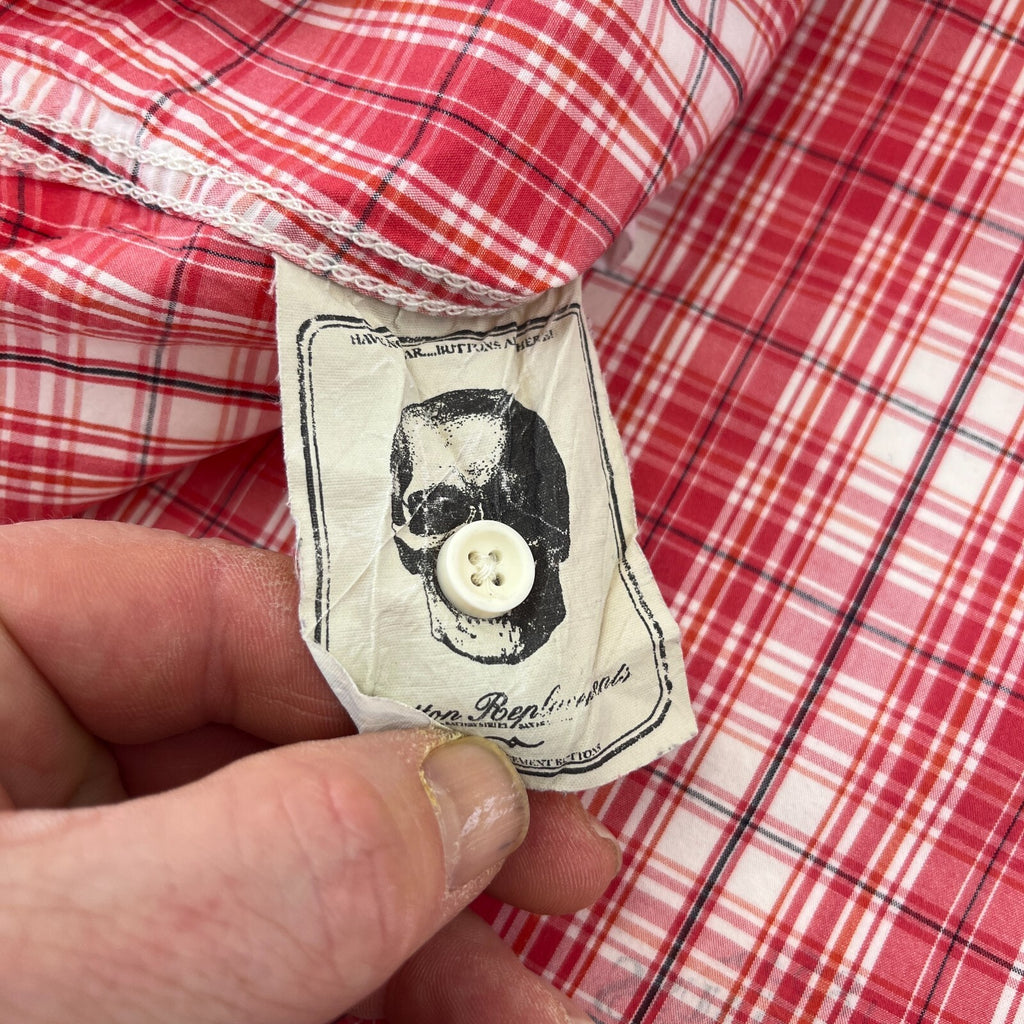 Levi Strauss Denim Cotton Check Shirt Short Sleeve Button Up size XL  Red Levis