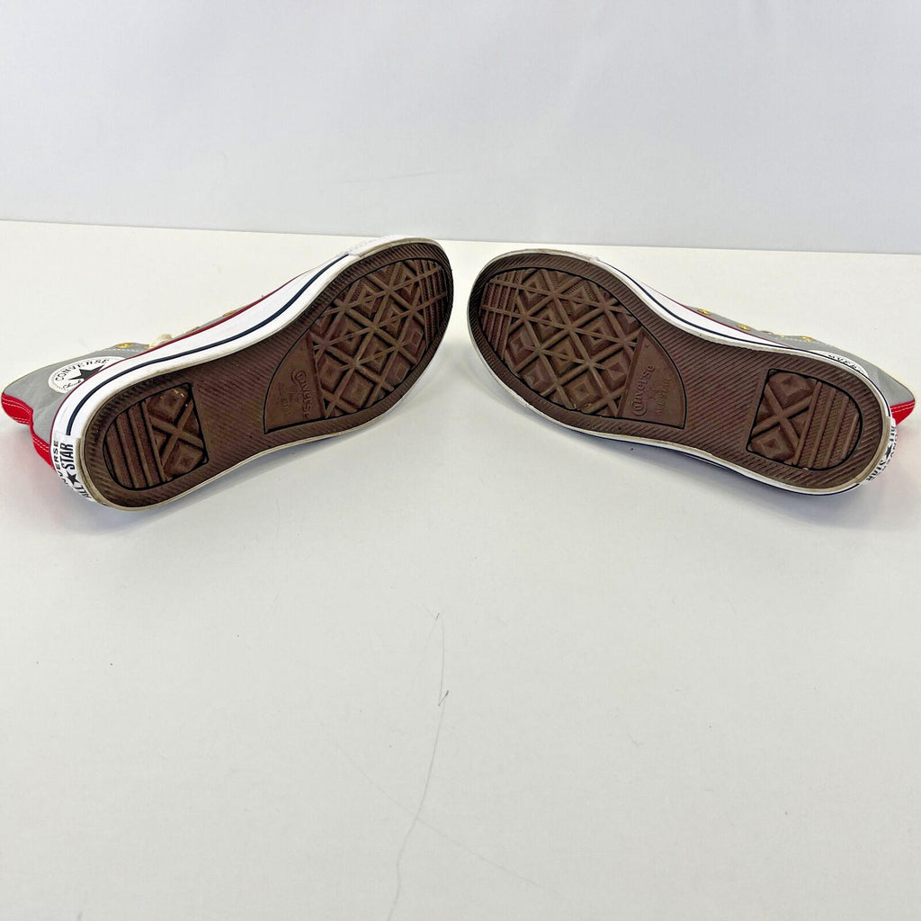 Converse Hi Top Trainers in Grey White Red UK size 8.5 - Near Mint