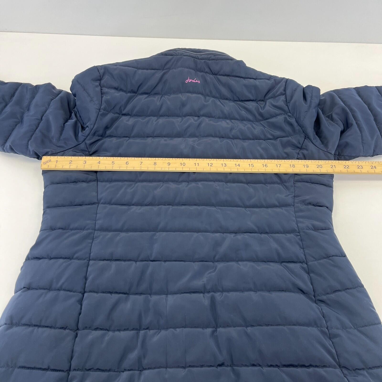 Joules Long Quilted Puffer Jacket Coat Navy Blue Women's UK size 14