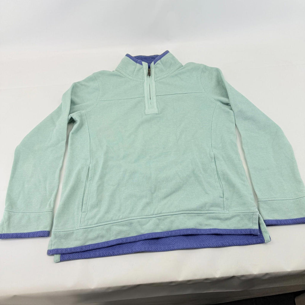 Weird Fish The Airlie Womens Distressed Look Pullover 1/4 Zip Pale Blue size 12