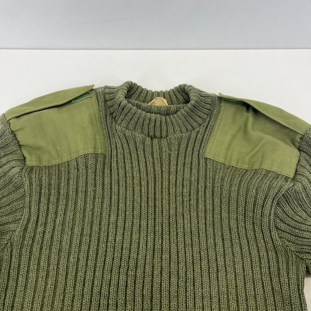 British Army Surplus RSM WO1 ASM Olive Green Wool Jumper with Badges size 2 (M)