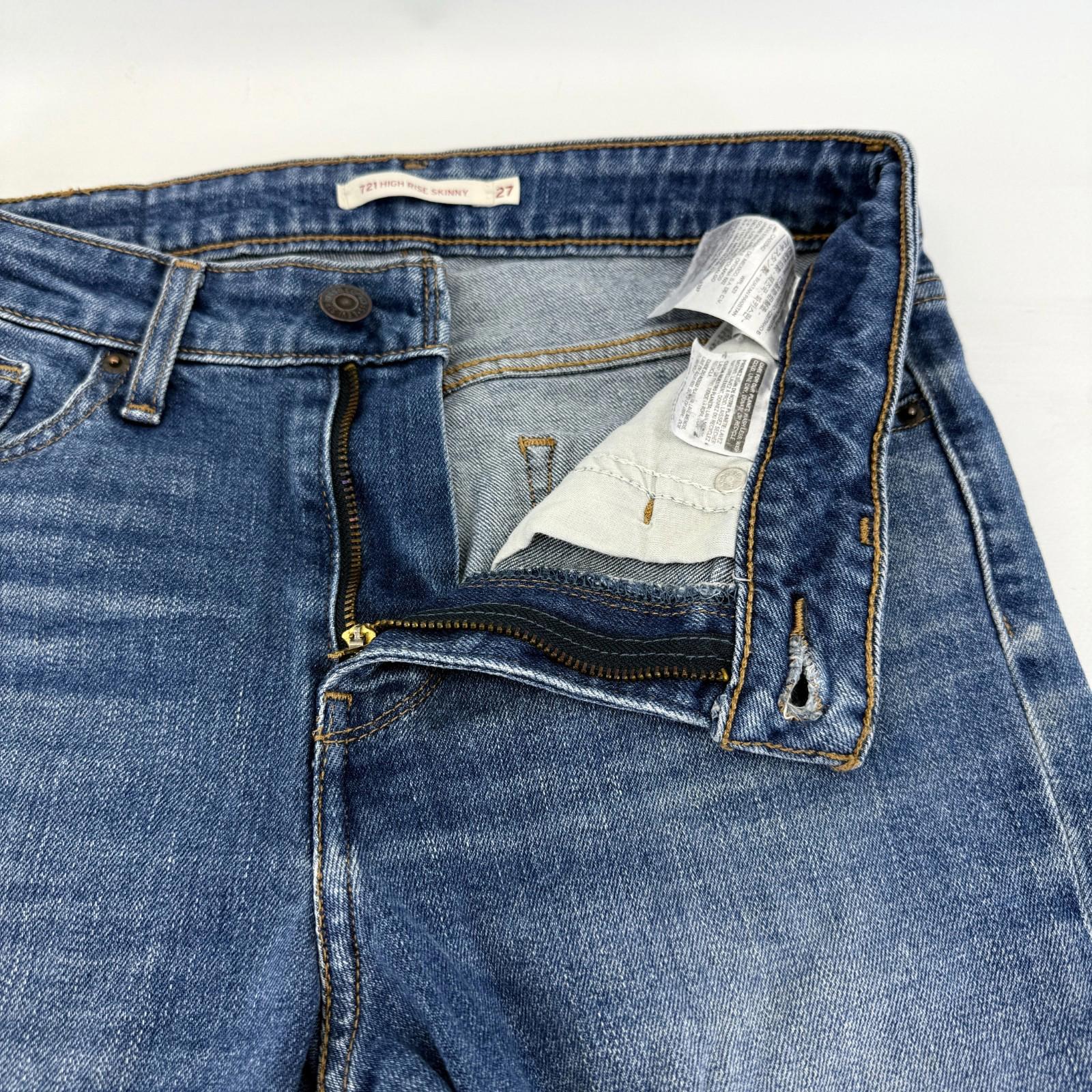 Levi's 721 Mid Blue High Rise Skinny Denim Jeans UK Women's W27 L32 Levi Strauss