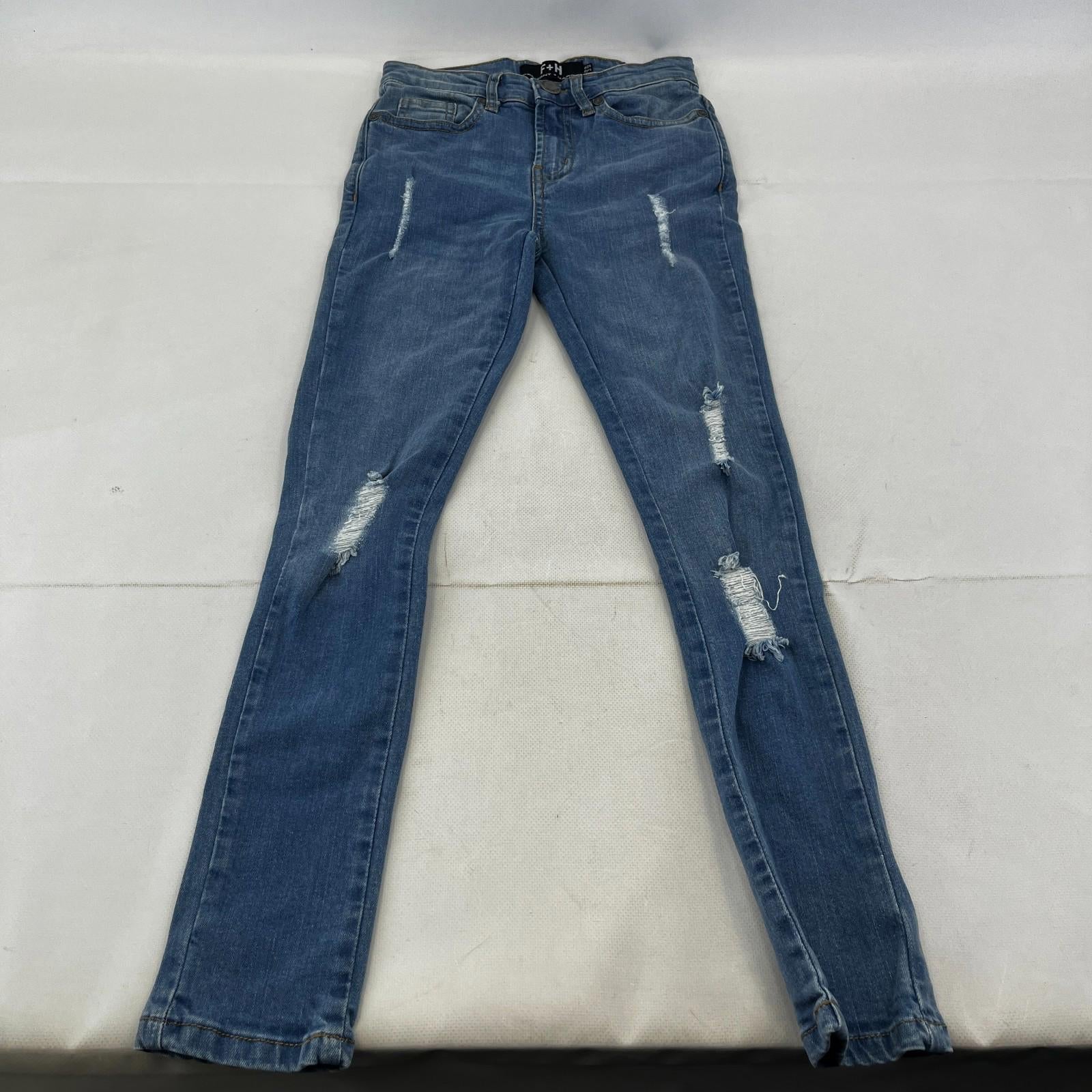 Fremont & Harris Kids Distressed Ripped Skinny Jeans in Blue size W24 10yrs