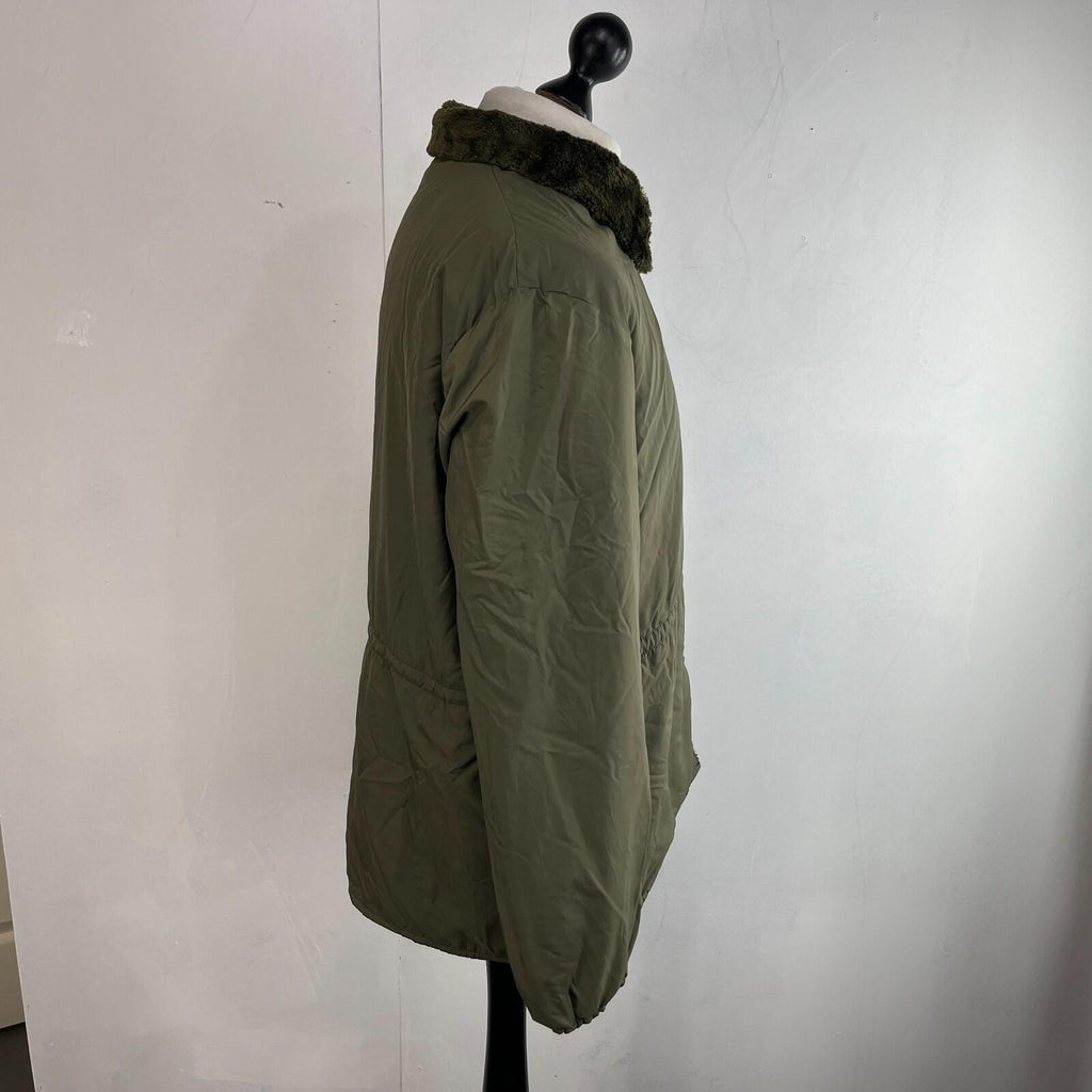 Vintage French Army Thermal Fleece Lined Jacket OG Olive Green size L