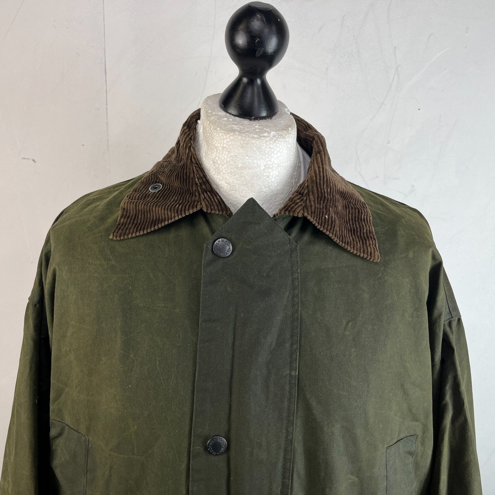 Mc Orvis Wax Jacket Mens size XL Green Waxed Coat Made in the UK