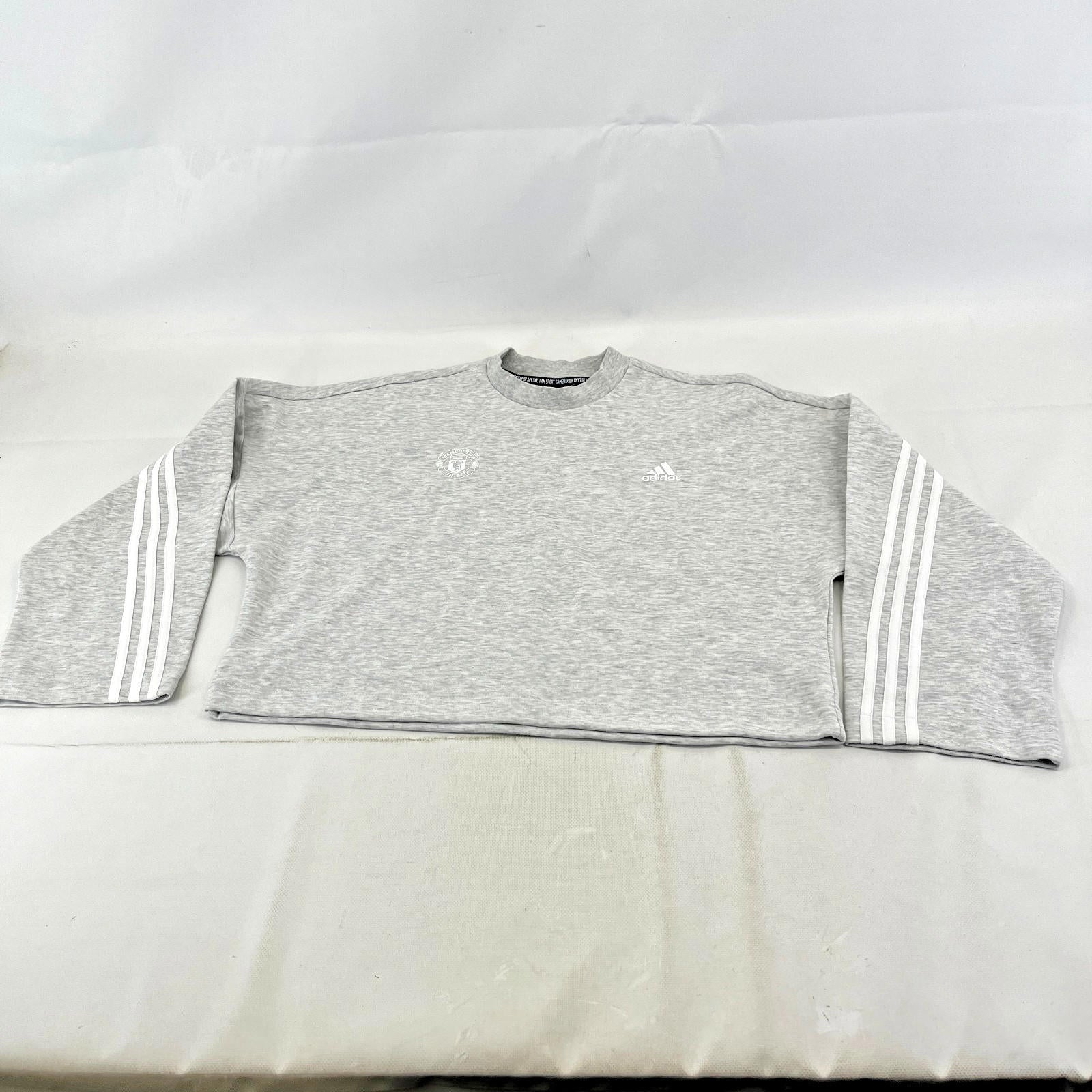 Manchester United Adidas Baggy Cropped Women's Sweatshirt Light Grey size Medium