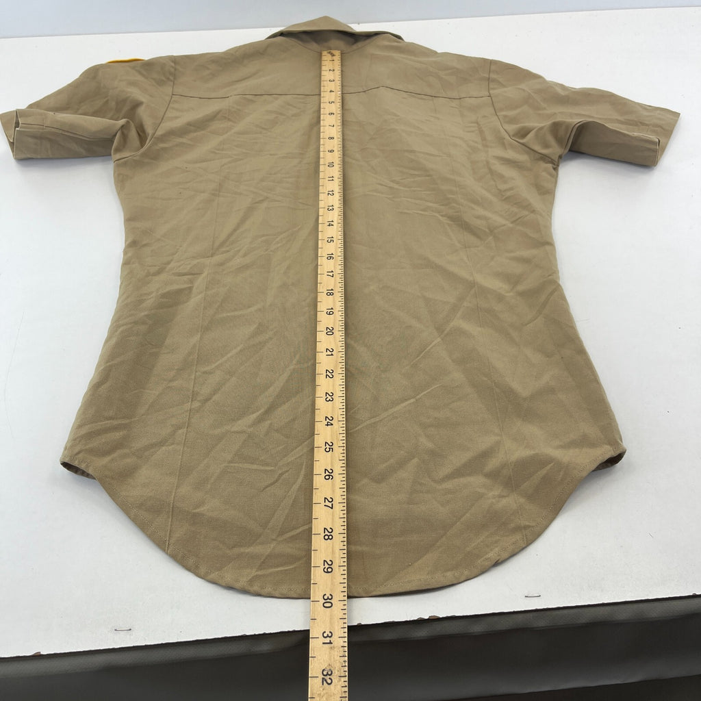 US Navy JROTC Khaki Brown Shirt with Badges size Small