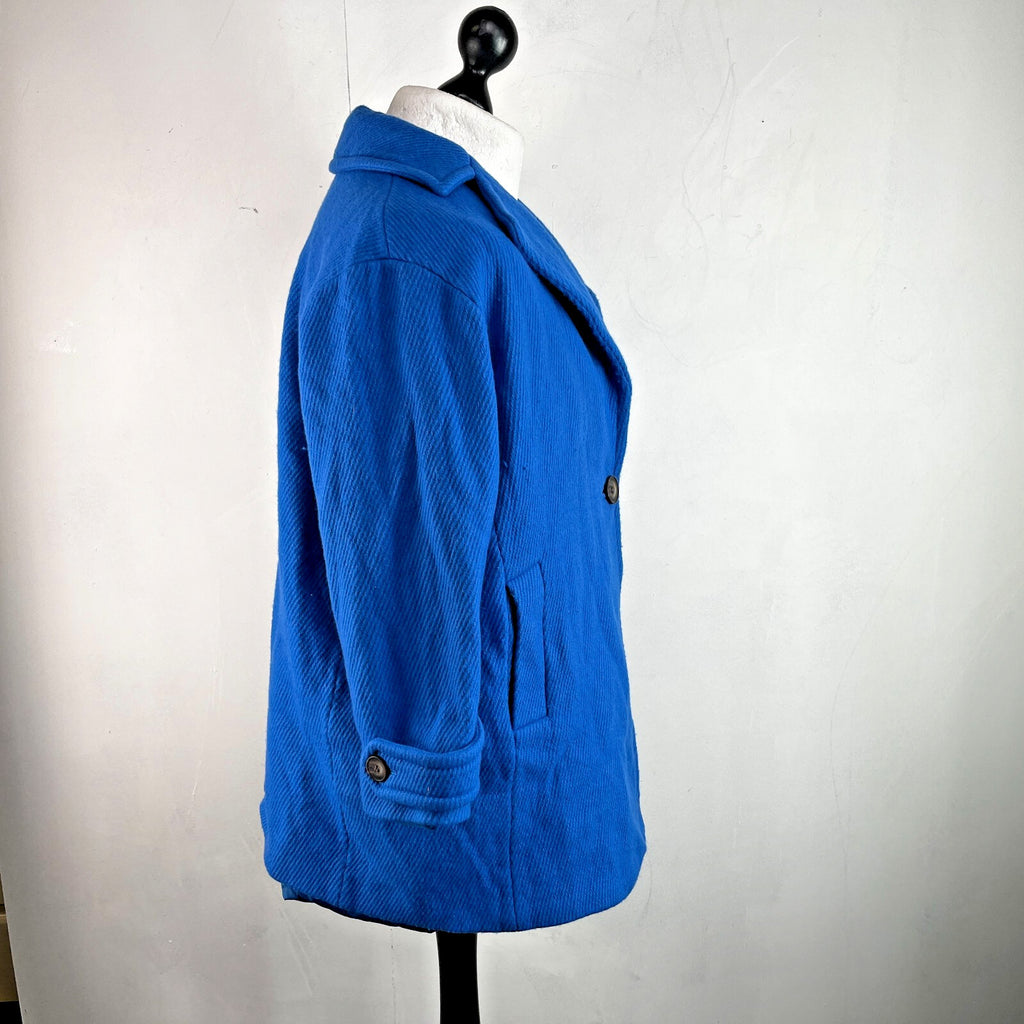 Hobbs Royal Blue Wool Blend Coat Jacket size 16 Single Button Front