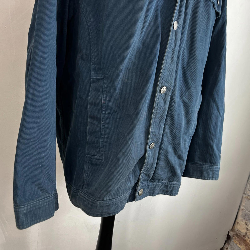 Oxbow Corduroy Trucker Chore Jacket US size L Blue Long Sleeve 100% Cotton