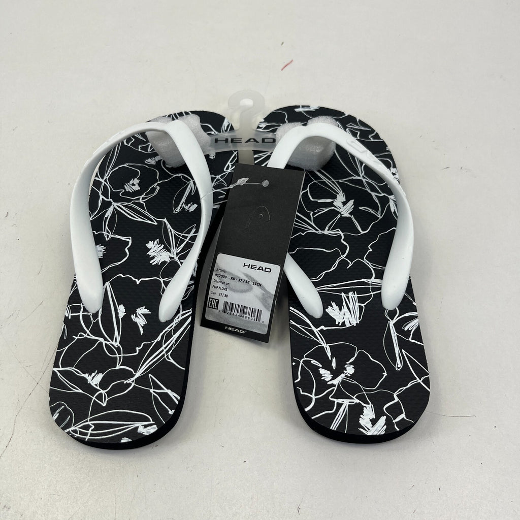 Head Flip Flops Beach Slippers Black/White Floral Women's size UK 5 EU 37/38