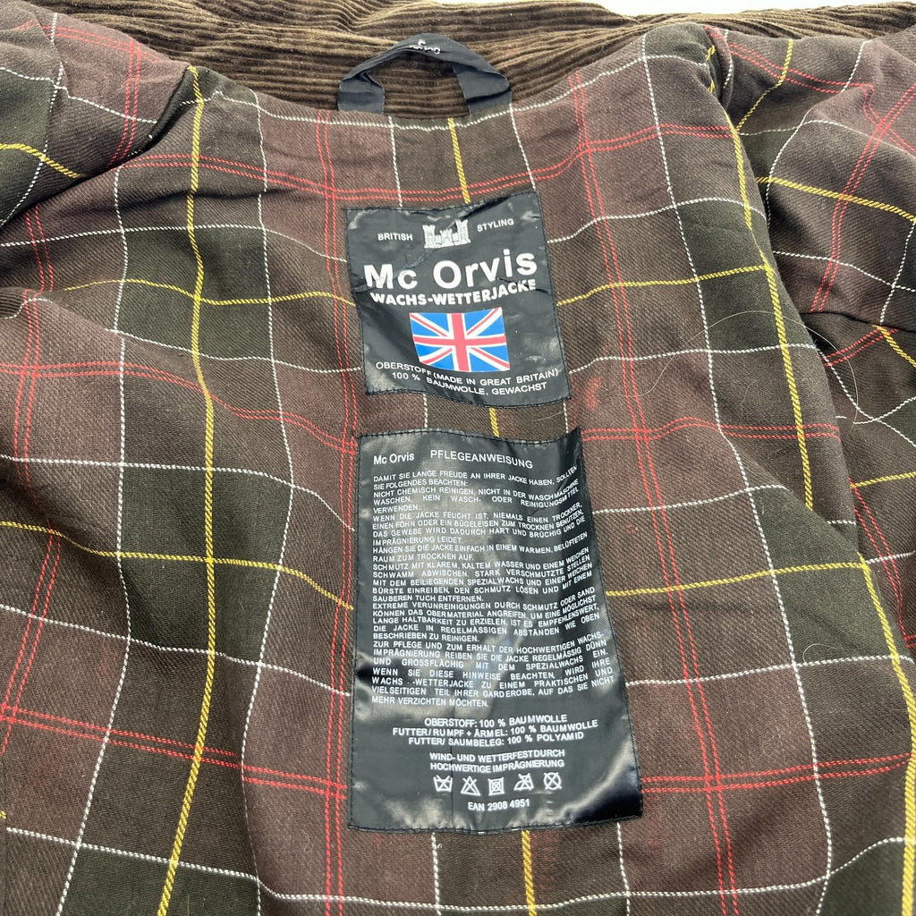 Mc Orvis Wax Jacket Women's size S Brown Country Coat with Corduroy Collar