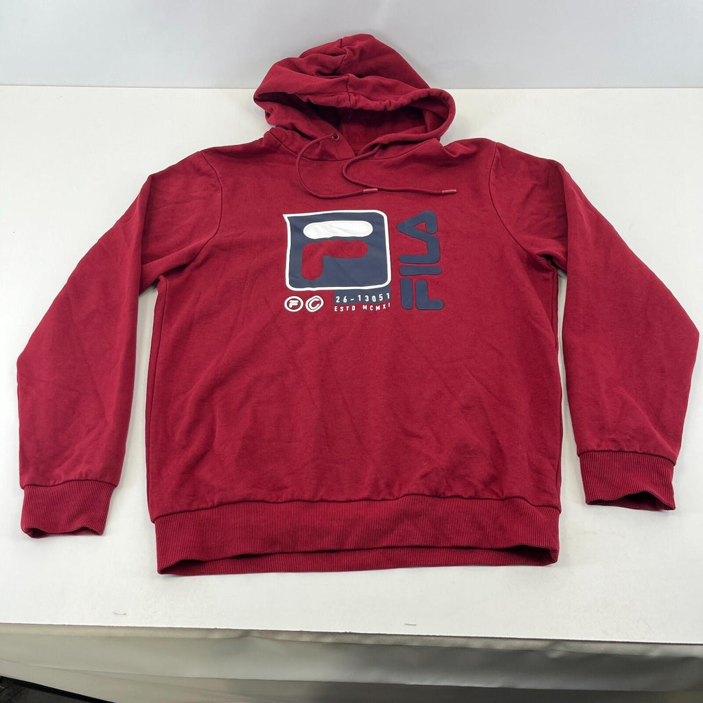 Fila Retro Men's Spellout Hoodie in Red size Small - Near Mint