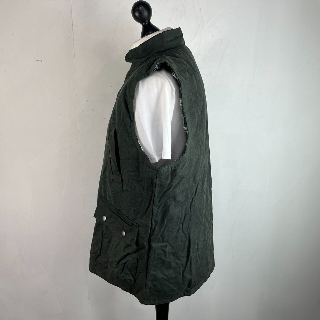 Greenbelt Waxed Gilet in Green size XL Mens Country Vest Tartan Lined Shooting