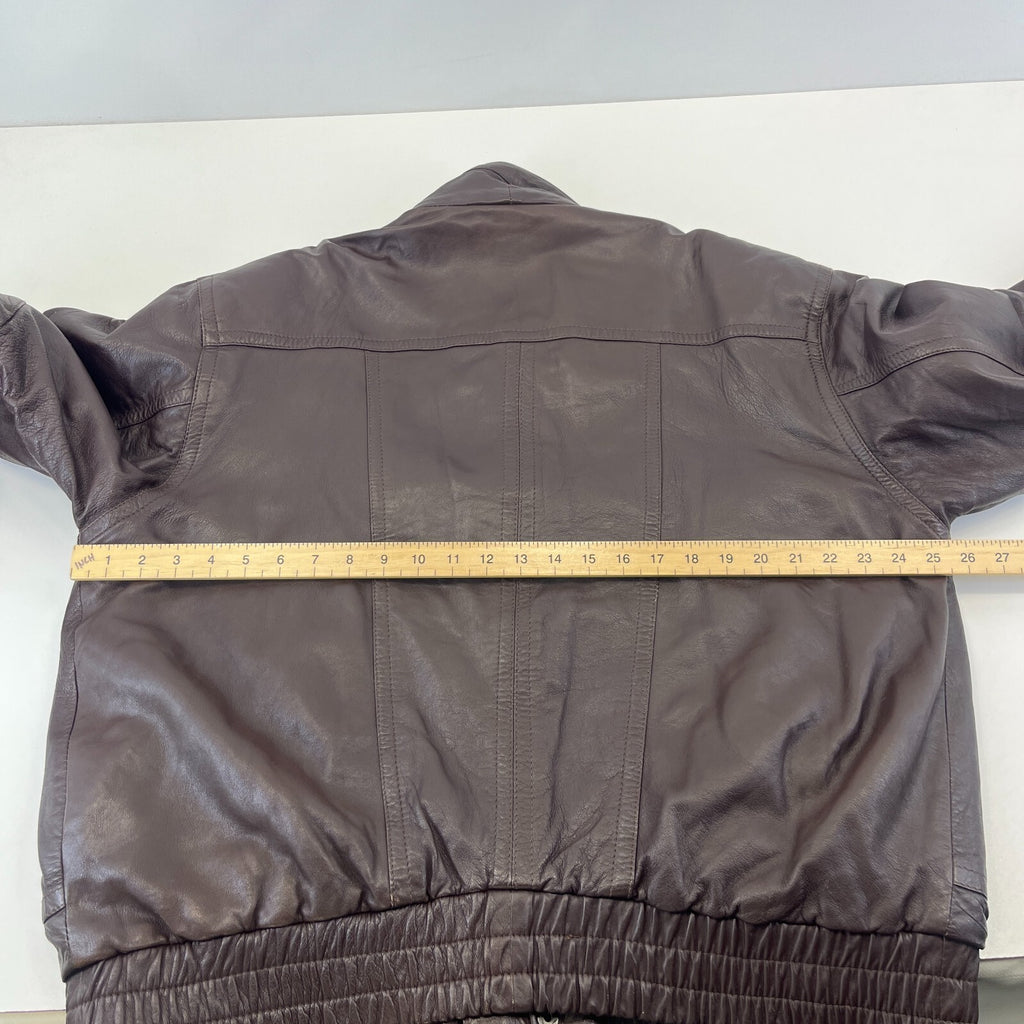 Mens Vintage Burton Brown Leather Bomber Jacket size Large