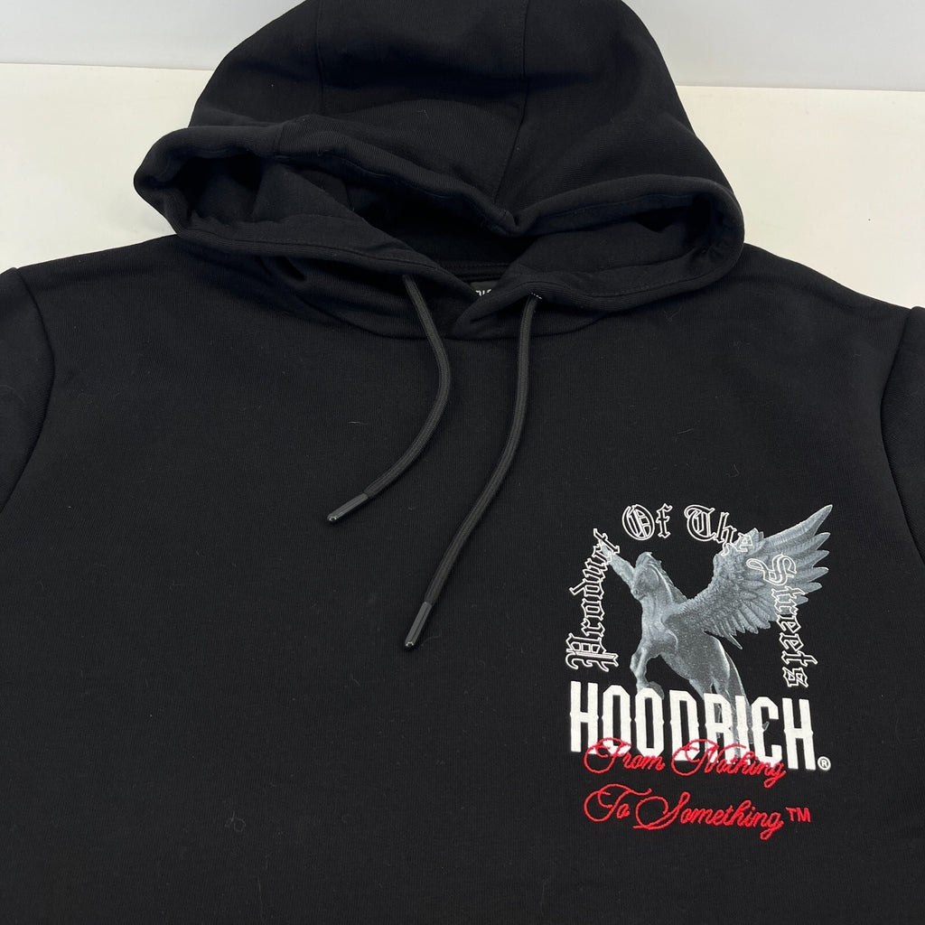 Hoodrich Men’s Black Embroidered Logo Pullover Hooded Hoodie size S - NWOT