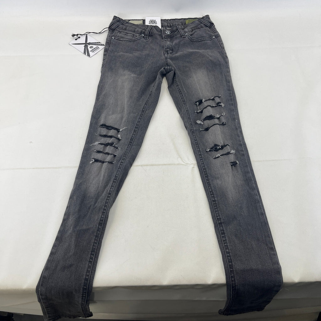Criminal Damage Koko Ripped Jeans Womens W26 L32 Black Skinny Slim Fit BNWT