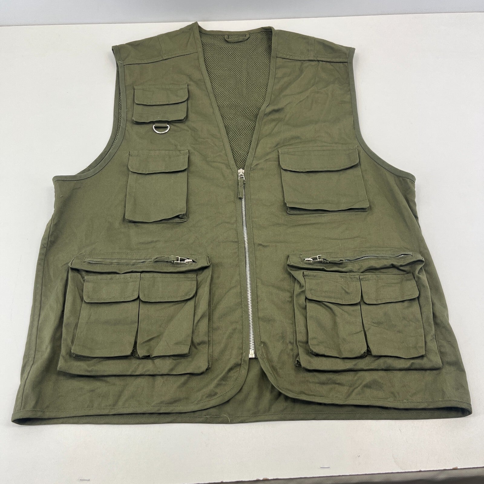 Khaki Green Men's Fishing Vest Gilet Hunting Shooting Multi Pocket size XL