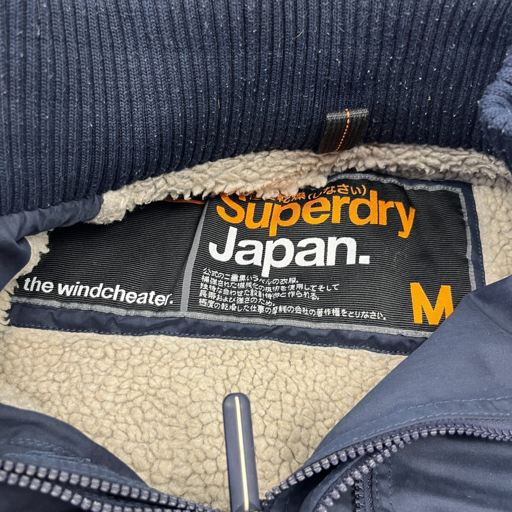 Superdry The Windcheater Sherpa Fleece Lined Jacket Black Windproof size M