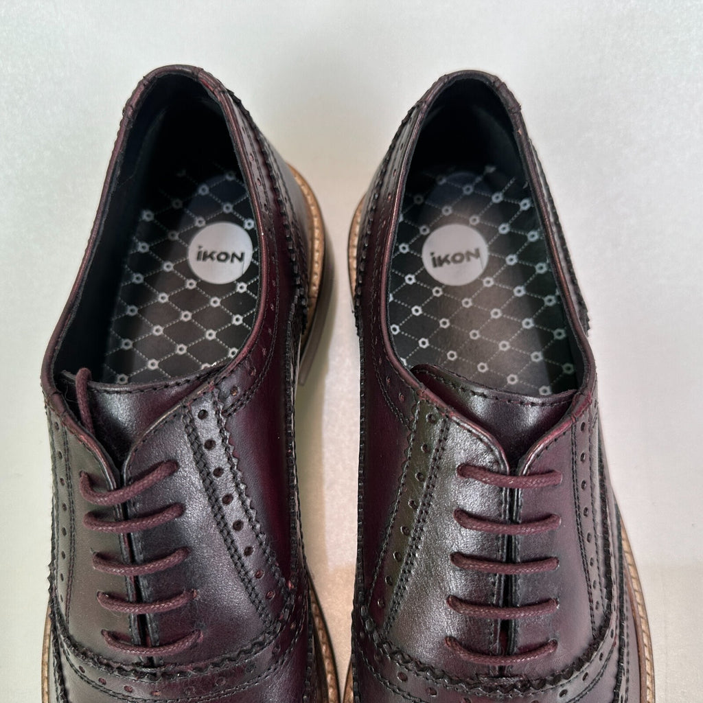 Ikon Buster Brogues Shoes Deep Oxblood Red Smart Casual Lace Up size 6 - NEW