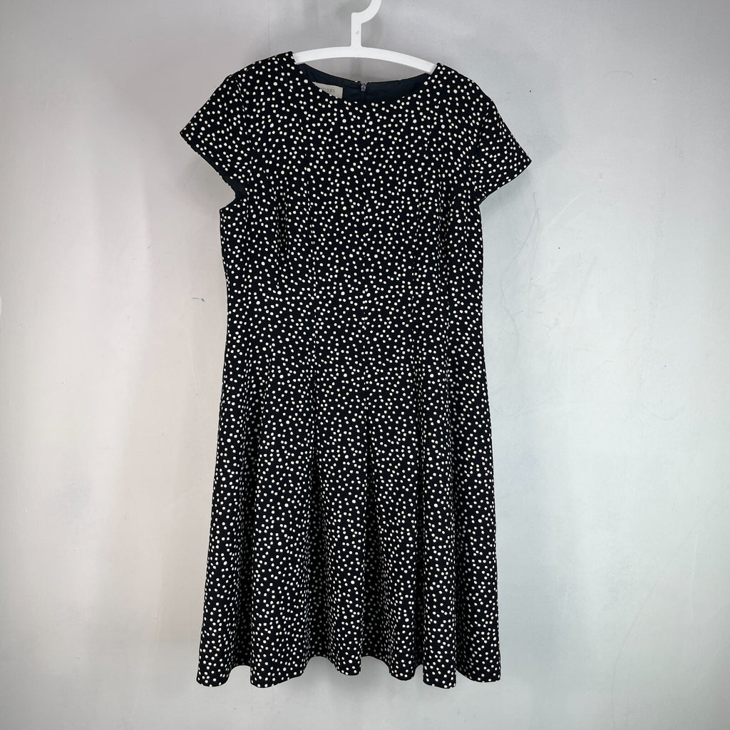 Hobbs Short Sleeve Midi Dress in Black Polka Dot UK size 16