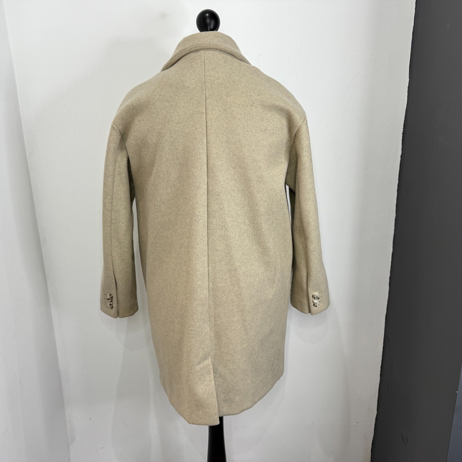 Pull & Bear Women's Light Beige Camel Overcoat size Large Smart Casual Coat