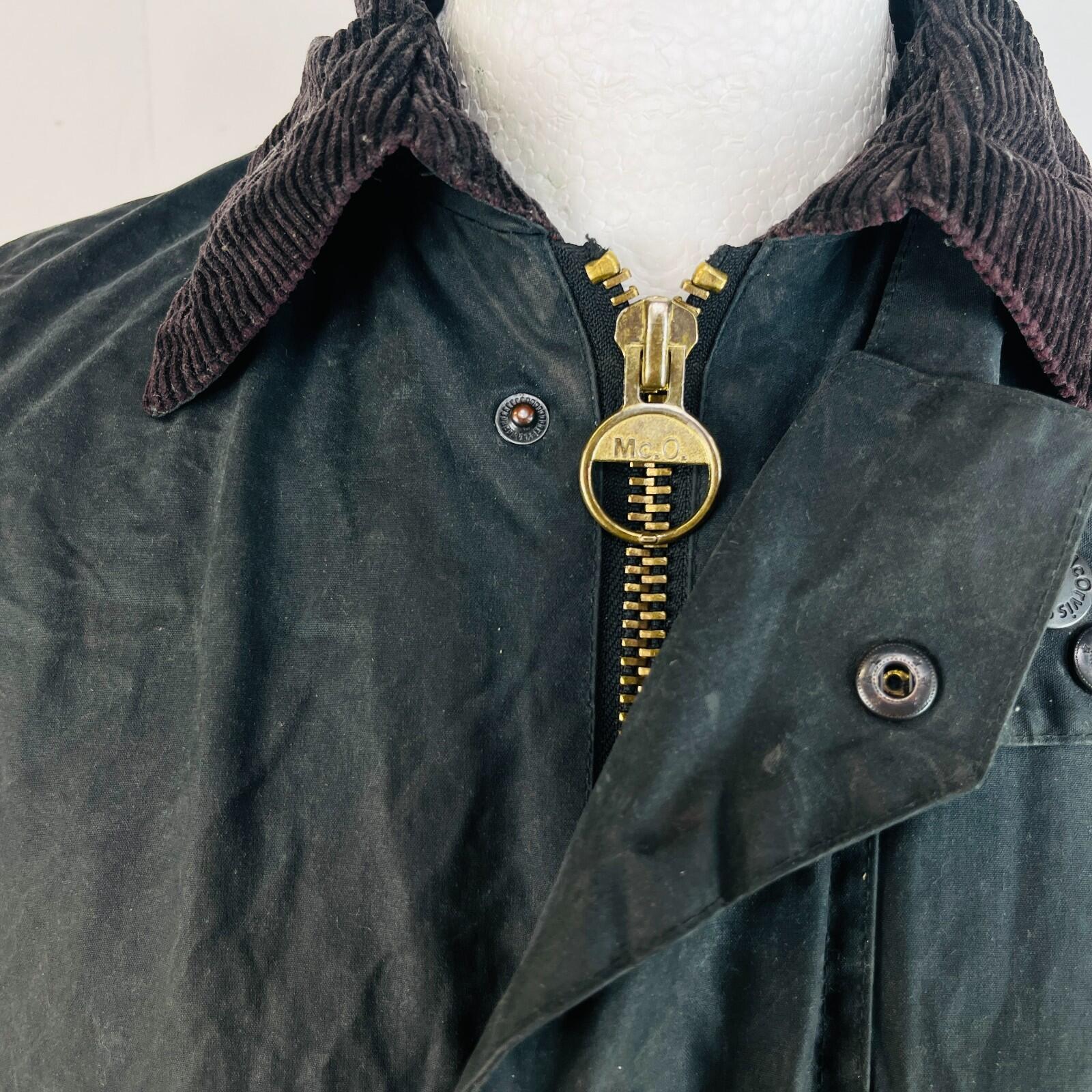 Mc Orvis Wax Jacket Mens size Small Oversized Black Waxed Riding Coat England
