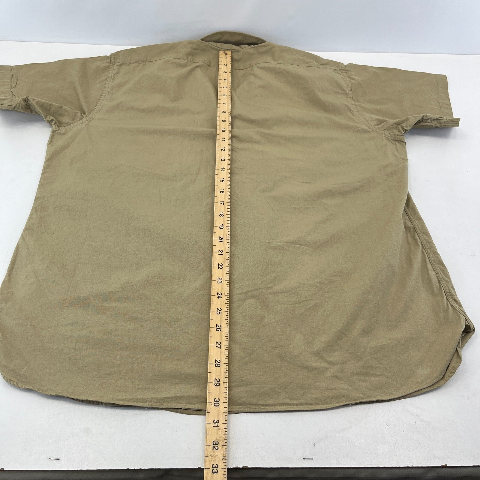 Vintage Elbeco Reeves Khaki Sanforized Poplin Workwear Shirt US Military XL
