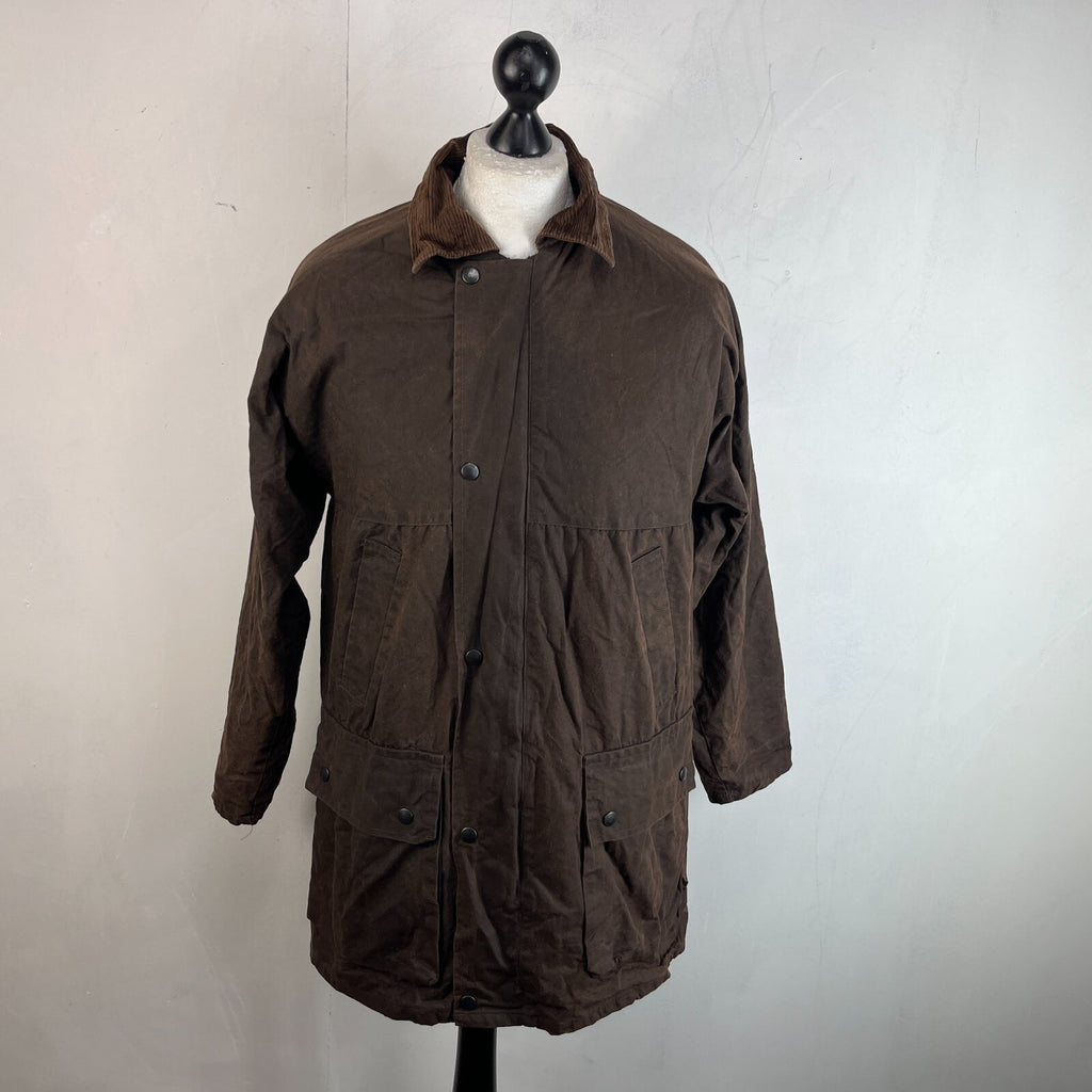 Men's Quilted Wax Cotton Jacket Brown size Small