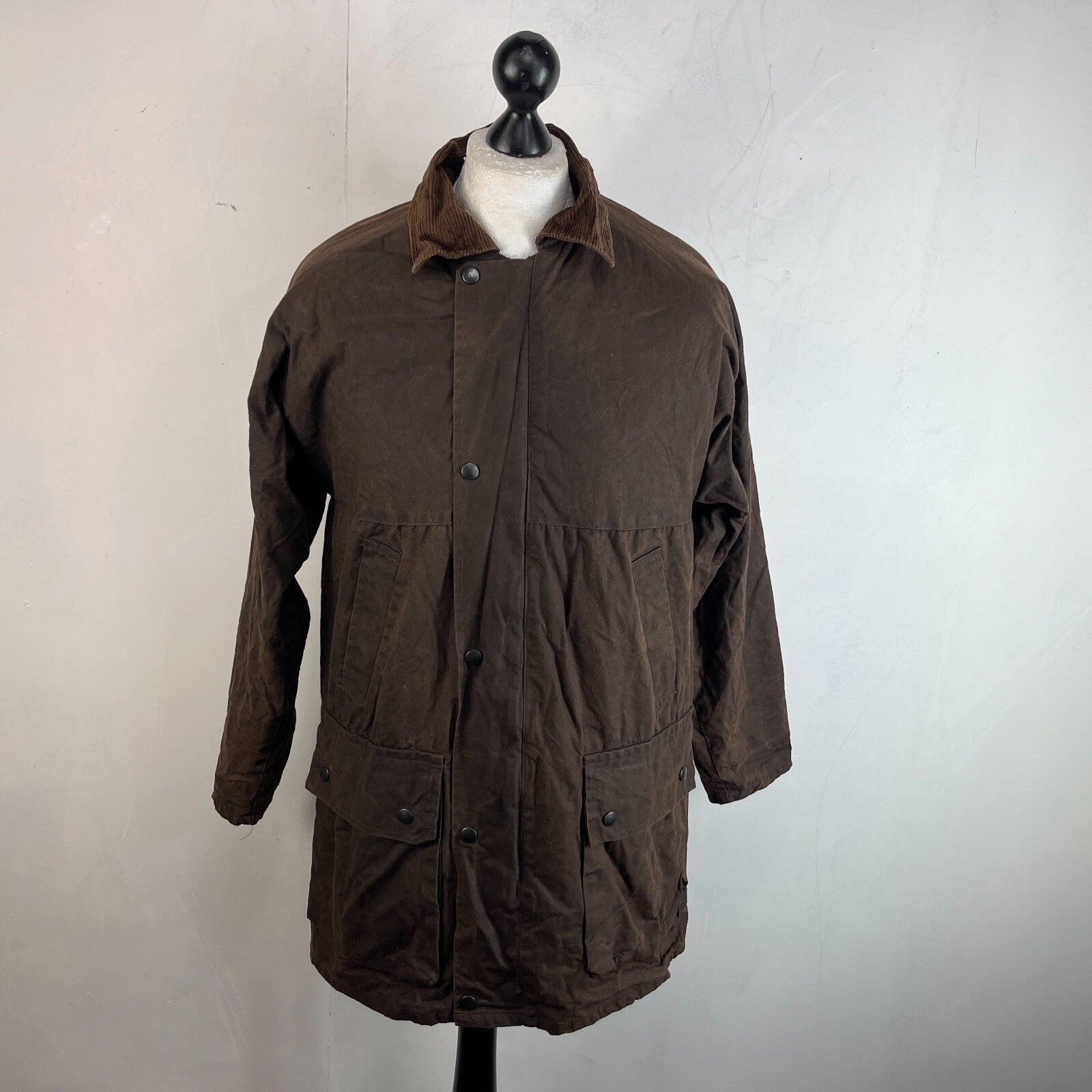 Men's Quilted Wax Cotton Jacket Brown size Small