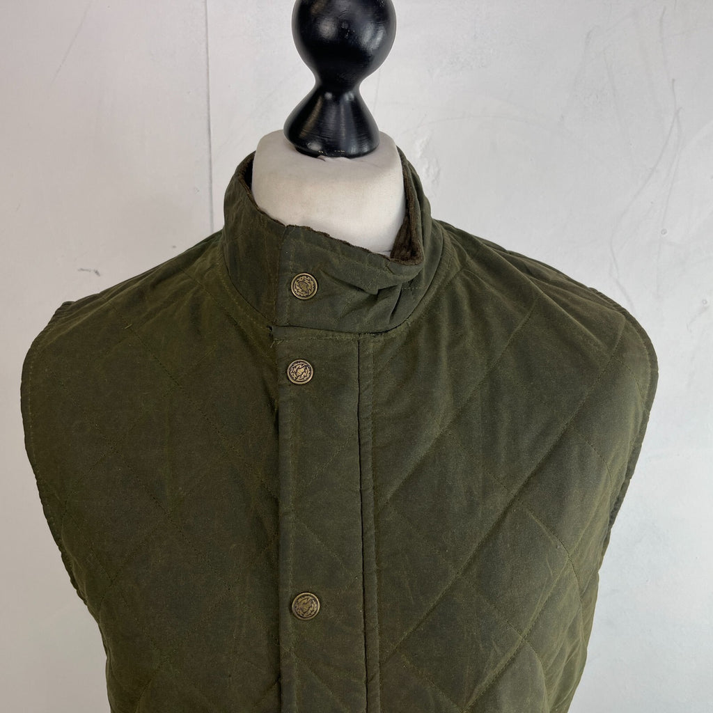 Argyll Women's Wax Waterproof Gilet Embroidered Vest in Green size Large - VGC