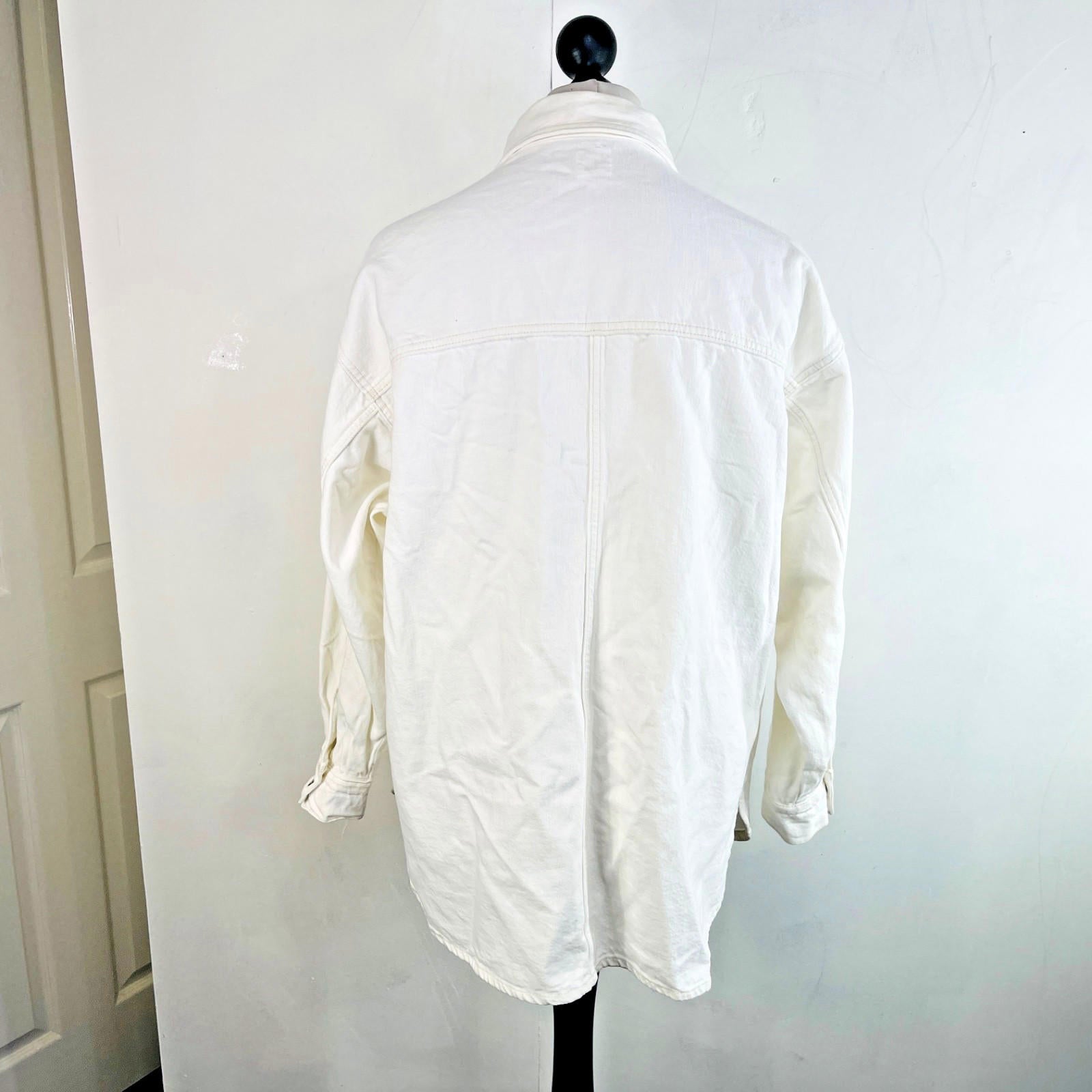 Lee at H&M Overshirt Mens Denim Shacket in White size L Oversized 100% Cotton
