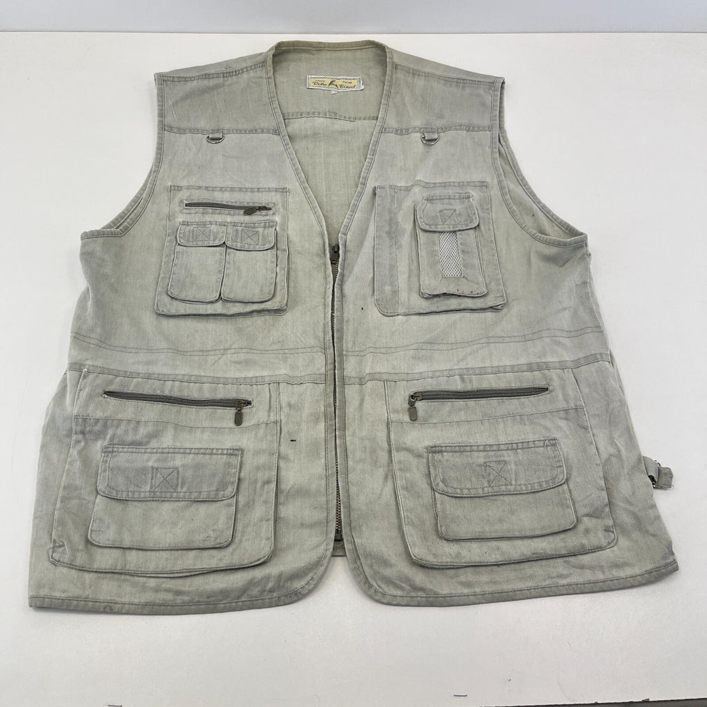 Duke Biaud Men's Grey Denim Waistcoat Hunting Fishing Multi Pocket Gilet size XL