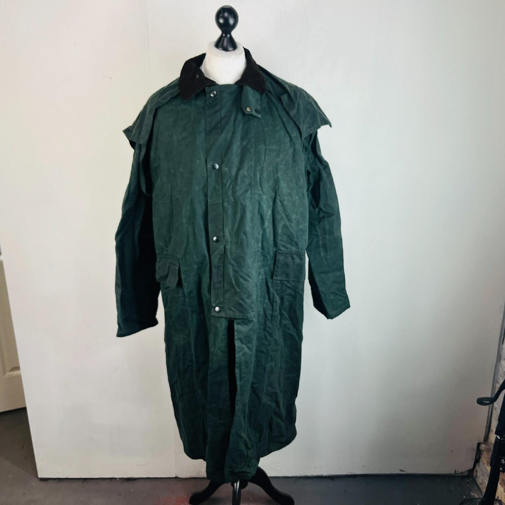 Chiori Women's Waxed Cotton Stockman Weather Jacket Green Long Riding Coat UK XL